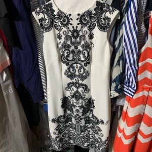 Liz Claiborne White & Black Patterned Dress